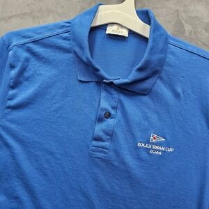 ROLEX Swan Cup 2024 Blue Cotton Polo Shirt Made in Italy Mens Large